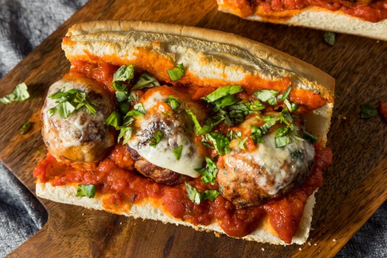 Homemade Cheesy Meatball Sub Sandwich